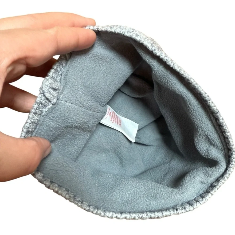 Okaïdi Kids Unisex Gray Knit Beanie Hat Fleece Lined Pom Pom Winter Size 54/56